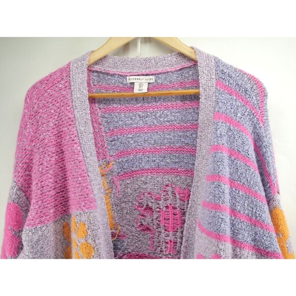 Sincerely Jules Relaxed Pastel Patchwork Hippie Floral Small Open Front Cardigan - Picture 2 of 9